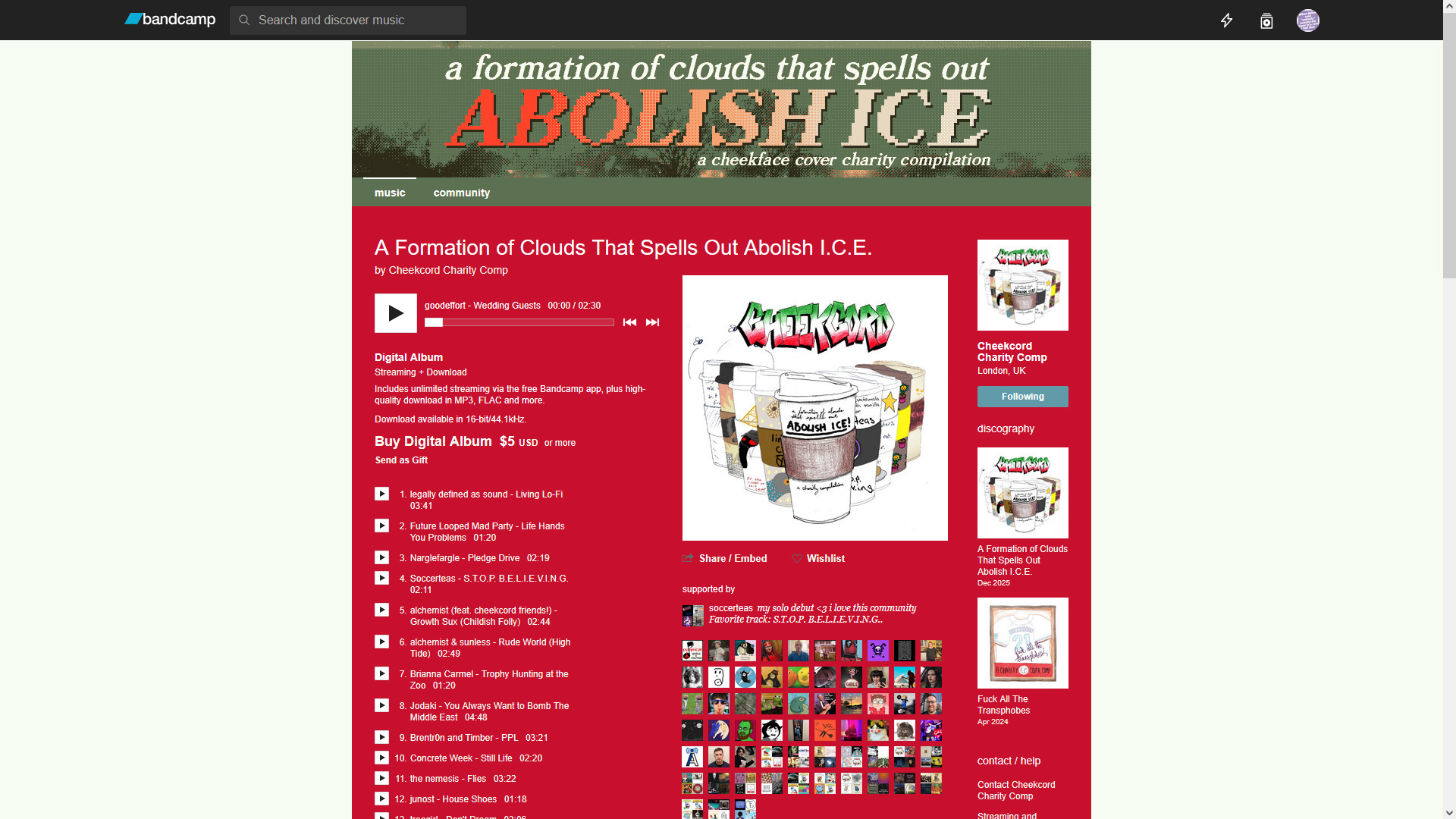 Cheekcord Charity Compilation 2025 bandcamp page.